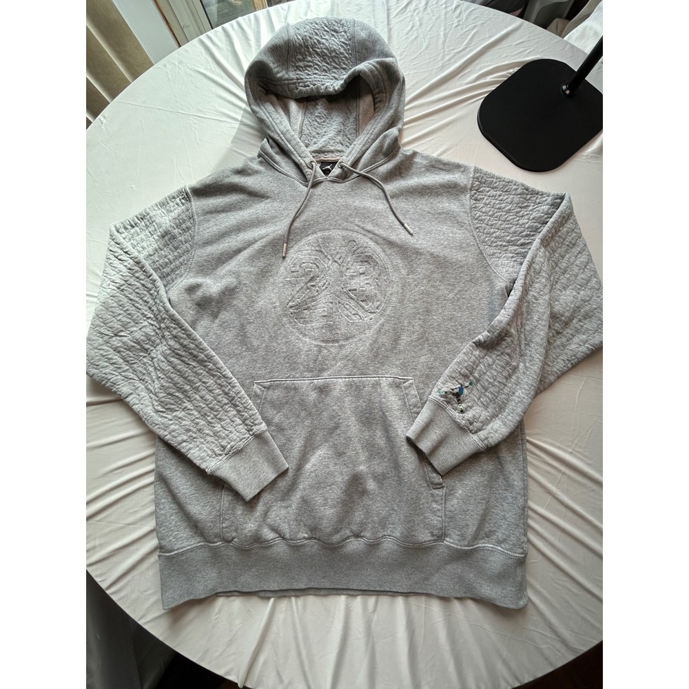 Jordan Mens XL Gray Quilted Sleeve Embossed 23 Logo Pullover Hoodie Jumpman